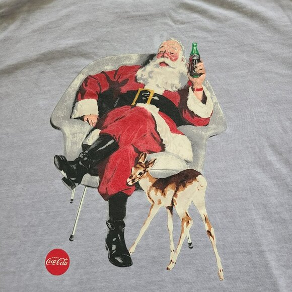 Lucky Brand x Coca-Cola Santa Claus Graphic T-Shirt Men’s L Gray Christmas Tee - Picture 2 of 5